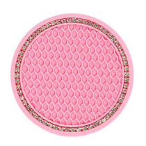 Car Universal Diamond Honeycomb Water Coaster Car Anti-Slip Mat(Pink White Diamond)