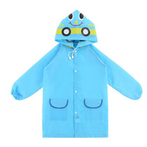 2 PCS Children Cartoon Raincoat Student Poncho(Blue)