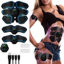 EMS Portable Abdomen Device Electric Abdominal Muscle Stickers with LCD Screen Display(Blue Line)