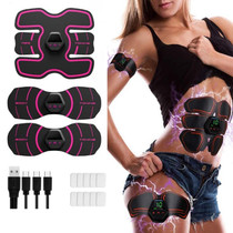 EMS Portable Abdomen Device Electric Abdominal Muscle Stickers with LCD Screen Display(Pink)