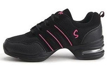 Soft Bottom Mesh Breathable Modern Dance Shoes Heightening Shoes for Women, Shoe Size:38(Black Pink)