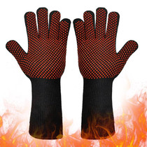 1pair High Temperature Resistant Silicone BBQ Gloves  Anti-Scalding Gloves(Full Dots Red)