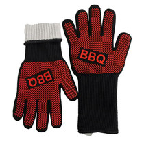 1pair High Temperature Resistant Silicone BBQ Gloves  Anti-Scalding Gloves(BBQ Red)