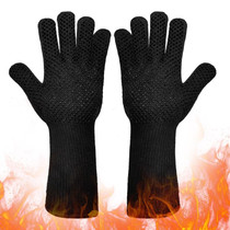 1pair High Temperature Resistant Silicone BBQ Gloves  Anti-Scalding Gloves(Full Dots Black)