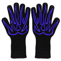 1pair High Temperature Resistant Silicone BBQ Gloves  Anti-Scalding Gloves(Big Flame Blue)