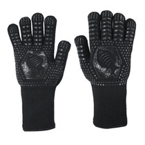 1pair High Temperature Resistant Silicone BBQ Gloves  Anti-Scalding Gloves(Fish Bone Black)