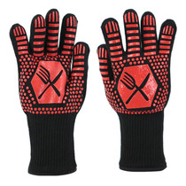1pair High Temperature Resistant Silicone BBQ Gloves  Anti-Scalding Gloves(Scalpel Red)