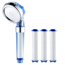 Water Filter Shower Head Home PP Cotton Filter Booster Handheld Lotus Flush, Color: Sky Blue+3 Filter