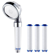 Water Filter Shower Head Home PP Cotton Filter Booster Handheld Lotus Flush, Color: Transparent+3 Filter