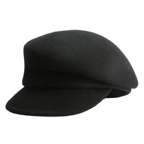 Autumn Winter Wool Beret Breathable Duck Tongue Cap, Size: Adjustable(Black)