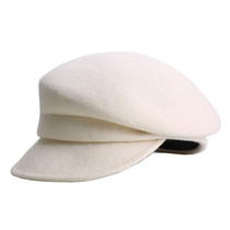 Autumn Winter Wool Beret Breathable Duck Tongue Cap, Size: Adjustable(White)