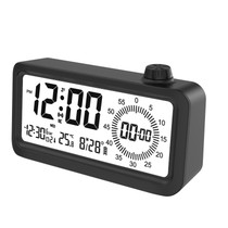 Visual Timer Alarm Clock Dual Display LCD Time Reminder(Black)