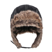 Autumn Winter Imitation Leather Outdoor Ride Hat Ear Protection Pilot Hat, Size: XL About 58-60cm(Black)