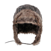 Autumn Winter Imitation Leather Outdoor Ride Hat Ear Protection Pilot Hat, Size: XL About 58-60cm(Coffee)