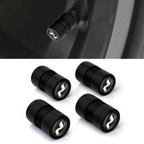 4pcs/set Aluminium N Label Car Tire Valve Caps(Black)