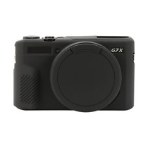 For Canon PowerShot G7 X Mark II / G7X2 Soft Silicone Protective Case with Lens Cover(Black)