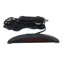 2 in 1 Car LED Digital Display Thermometer Clock(Red)