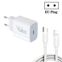 Single Port PD30W USB-C / Type-C Charger with Type-C to 8 Pin Data Cable EU Plug