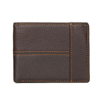 Men Retro Portable Wallet Short Cowhide Leather Wallet(Coffee)