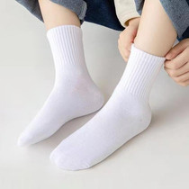 Children Cotton Solid Color Boneless Mid-Calf Breathable Sweat-Absorbent Socks, Size: XXL(White)