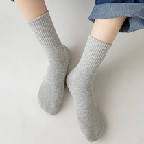 Children Cotton Solid Color Boneless Mid-Calf Breathable Sweat-Absorbent Socks, Size: XXL(Grey)