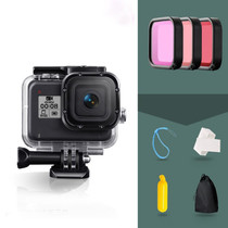 For GoPro HERO8 Black 45m Waterproof Housing Protective Case with Buckle Basic Mount & Screw & (Purple, Red, Pink) Filters & Floating Bobber Grip & Strap & Anti-Fog Inserts (Transparent)