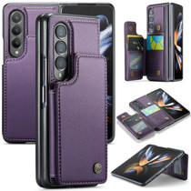 For Samsung Galaxy Z Fold4 5G CaseMe C22 PC+TPU Business Style RFID Anti-theft Leather Phone Case(Purple)