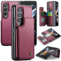 For Samsung Galaxy Z Fold4 5G CaseMe C22 PC+TPU Business Style RFID Anti-theft Leather Phone Case(Wine Red)