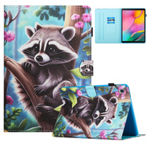 For Samsung Galaxy Tab S6 Lite Colored Drawing Stitching Leather Tablet Smart Case(Raccoon)