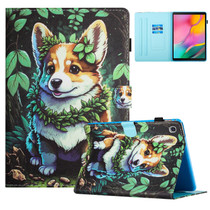 For Samsung Galaxy Tab S6 Lite Colored Drawing Stitching Leather Tablet Smart Case(Corgi)
