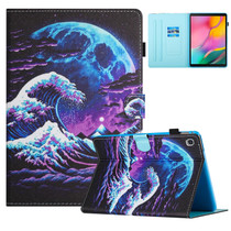 For Samsung Galaxy Tab S5e Colored Drawing Stitching Leather Tablet Smart Case(Sea Wave)