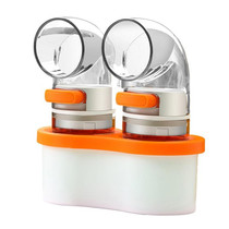 Home Kitchen Quantitative Salt Control Seasoning Jar, Color: 2pcs Orange With Base