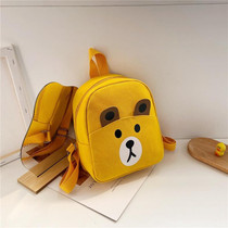 Cartoon Kindergarten Schoolbag Boys And Girls Baby Cute Canvas Shoulder Bag, Color: Bear Yellow