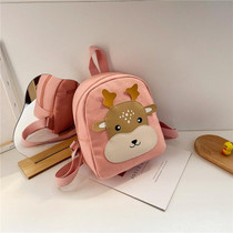 Cartoon Kindergarten Schoolbag Boys And Girls Baby Cute Canvas Shoulder Bag, Color: Deer Pink