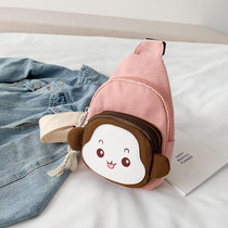 Children Chest Bag Cute Cartoon Monkey Crossbody Shoulder Bag Coin Backpacks(Pink)