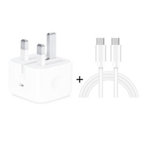 A2344 20W PD 3.0 Type-C / USB-C Folding Travel Charger + USB-C / Type-C to Type-C Fast Charging Data Cable Set, UK Plug, Length: 1m