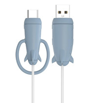 Data Line Protector For IPhone USB Type-C Charger Wire Winder Protection, Spec: Small Head Band +USB Head Light Blue