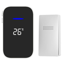 C302B One to One Home Wireless Doorbell Temperature Digital Display Remote Control Elderly Pager, EU Plug(White)