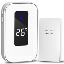 C303B One to One Home Wireless Doorbell Temperature Digital Display Remote Control Elderly Pager, EU Plug(White)