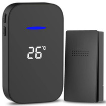 C302B One to One Home Wireless Doorbell Temperature Digital Display Remote Control Elderly Pager, US Plug(Black)