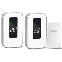 C303B One to Two Home Wireless Doorbell Temperature Digital Display Remote Control Elderly Pager, US Plug(White)