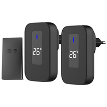 C303B One to Two Home Wireless Doorbell Temperature Digital Display Remote Control Elderly Pager, EU Plug(Black)