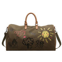 Graffiti Personal Travel Bags Outdoor Casual Large Capacity Handheld Crossbody Bag(Green)
