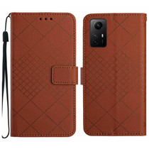 For Xiaomi 12 Pro Rhombic Grid Texture Leather Phone Case(Brown)