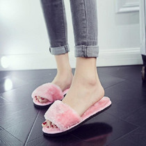 Plush Slippers Fashion Non-slip Soft Couple Slippers, Size:40(Pink)