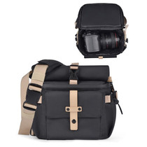 Cwatcun D90 Contrast Color Single Shoulder Camera Bag Outdoor Camera Bag Professional Crossbody Handbag, Size:22 x 15 x 18.5cm Small(Black)