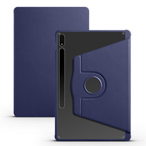 For Samsung Galaxy Tab S9+ X810 Acrylic 360 Degree Rotation Holder Tablet Leather Case(Dark Blue)