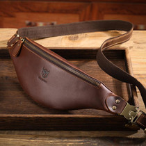 Bull Captain Retro Crazy Horse Leather Men Waist Bag Shoulder Bag Crossbody Bag(Coffee)