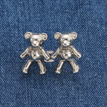 1 Pair Little Bear Clothing Waist Reduction Fixed Buckle Jeans Pants Pins(Silver)