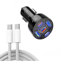 TE-P50 65W PD30W Type-C x 2 + USB x 3 Multi Port Car Charger with 1m Type-C to Type-C Data Cable(Black)